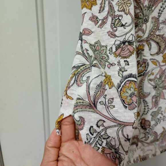 Rachel Zoe Womens Floral 100% Linen Blouse Top Size L Bohemia - Picture 5 of 8